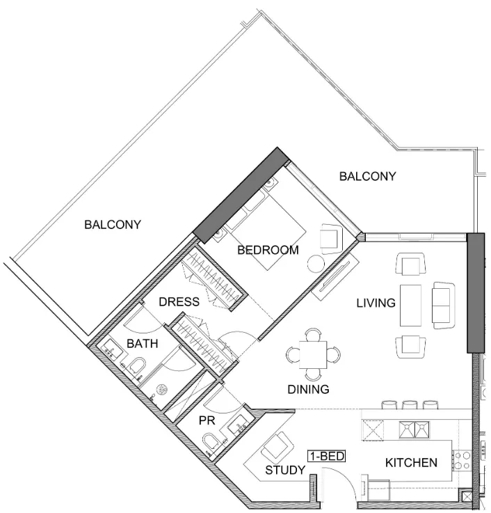 1 bedroom layout