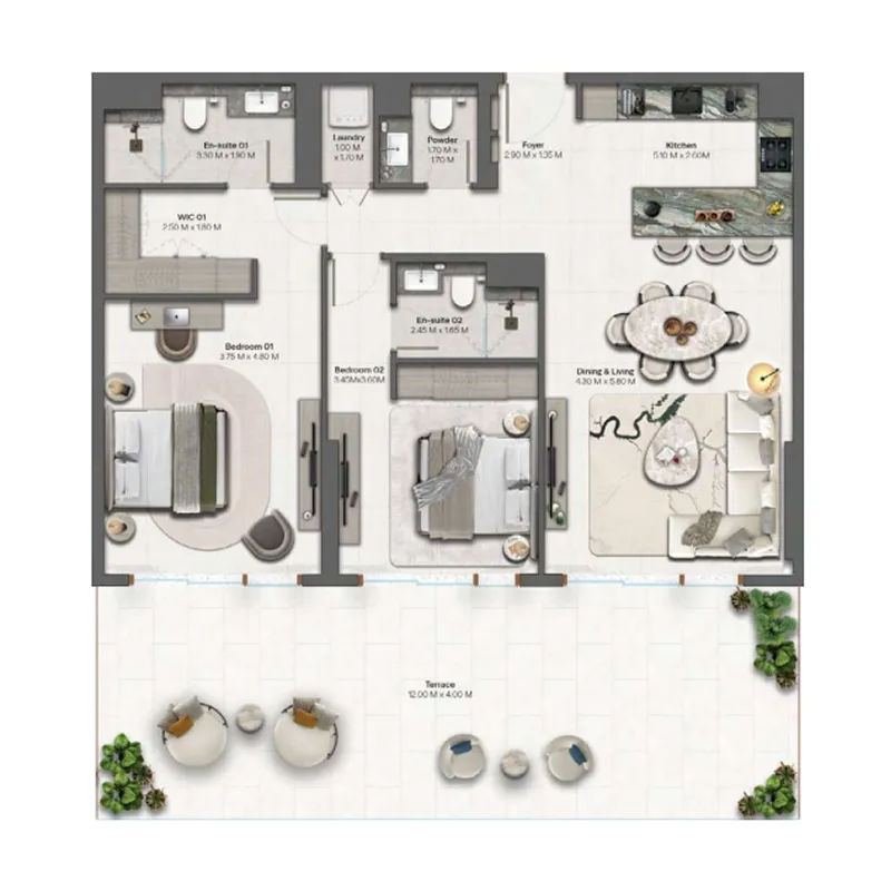 2 bedroom layout