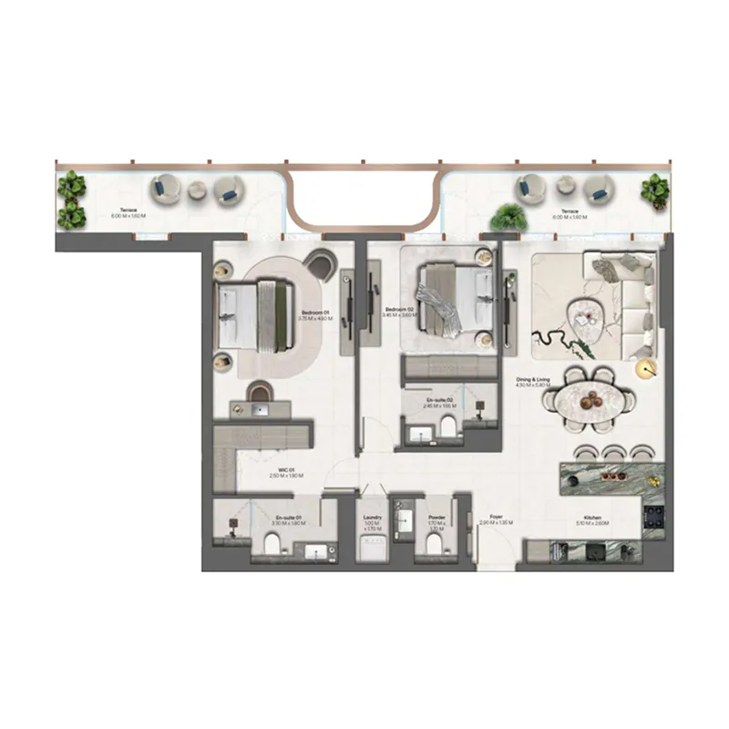 2 bedroom layout
