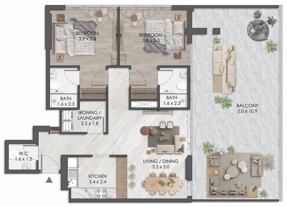 2 bedroom layout