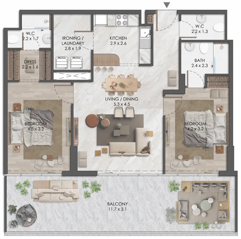 2 bedroom layout