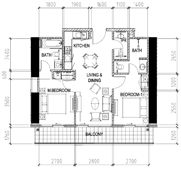 2 bedroom layout