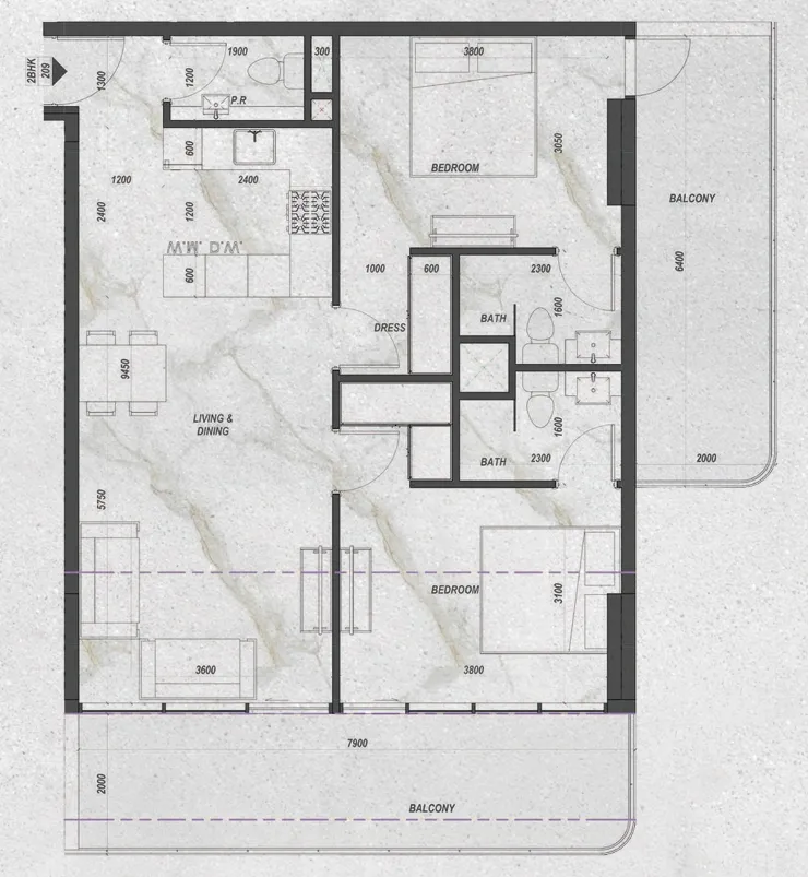 2 bedroom layout