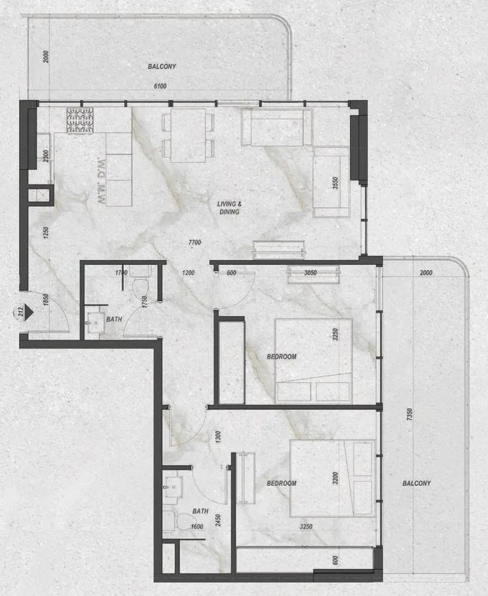 2 bedroom layout