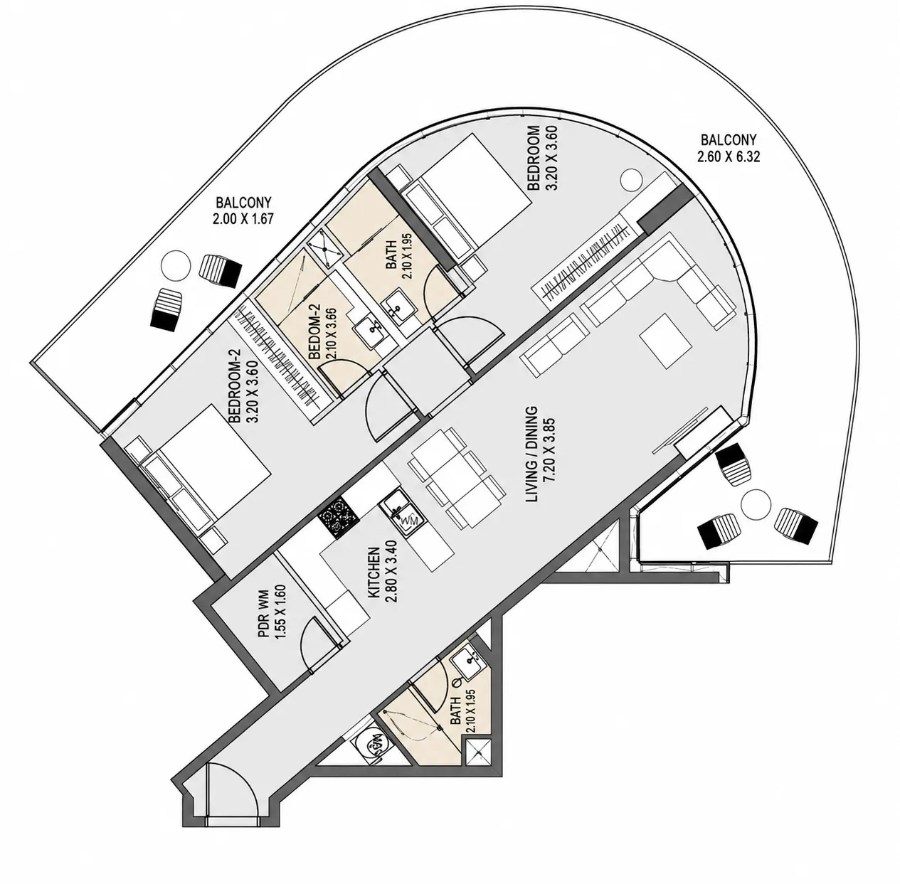2 bedroom layout