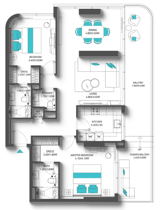 2 bedroom layout