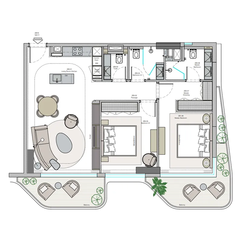 2 bedroom layout