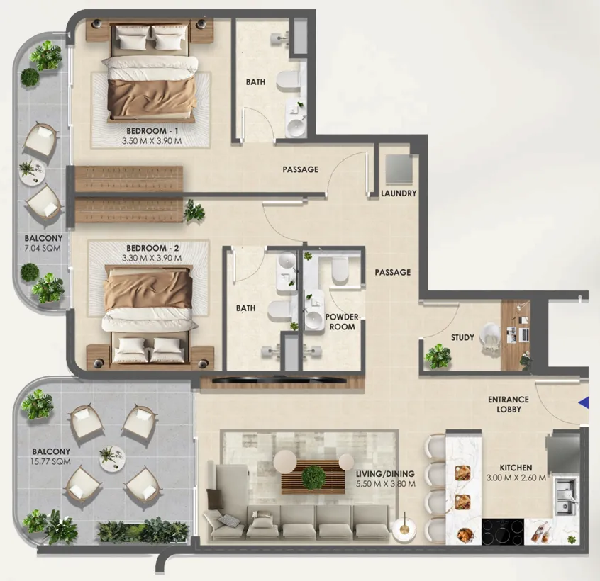 2 bedroom layout
