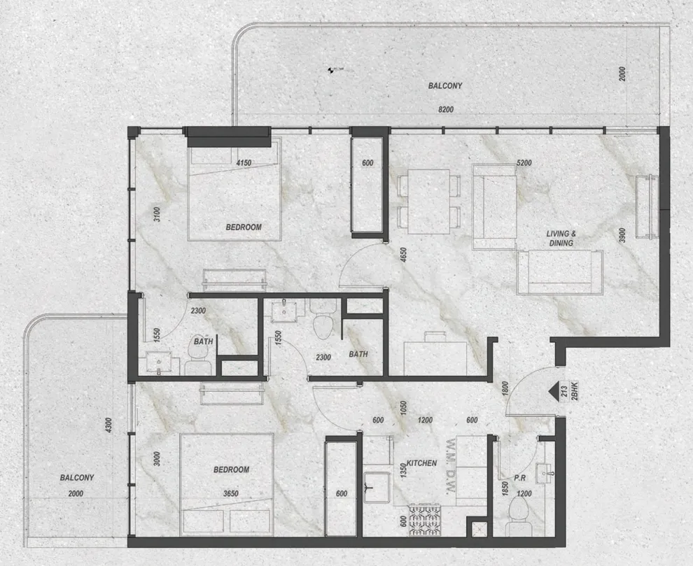 2 bedroom layout
