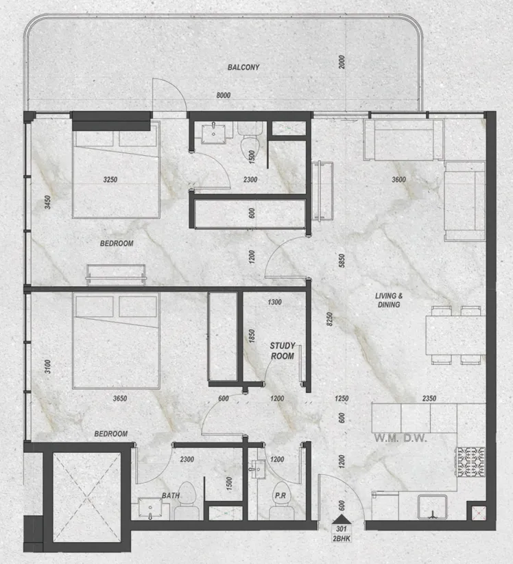 2 bedroom layout
