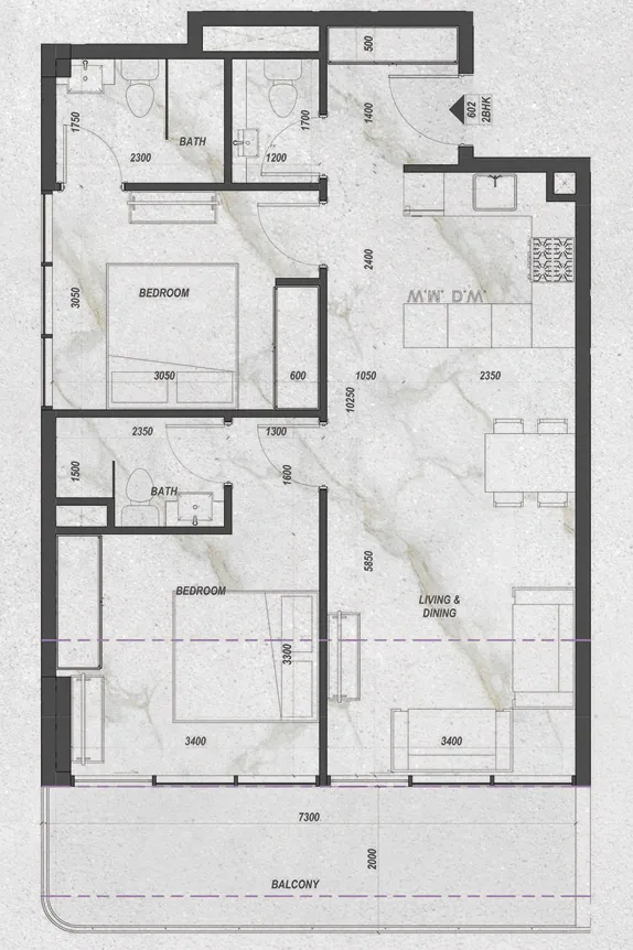 2 bedroom layout