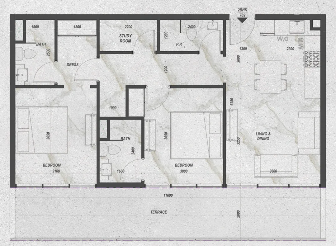 2 bedroom layout