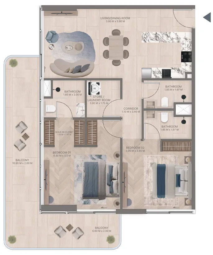 2 bedroom layout