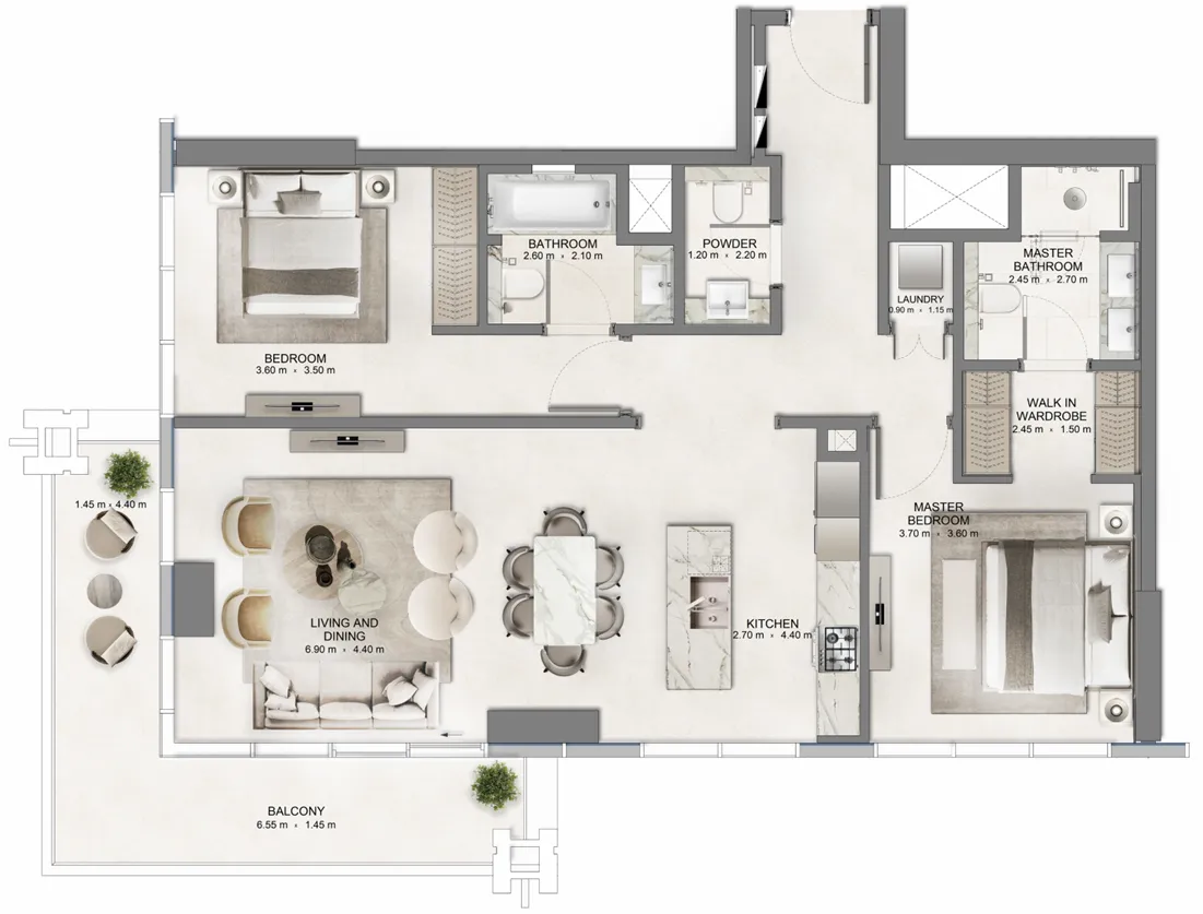 2 bedroom layout