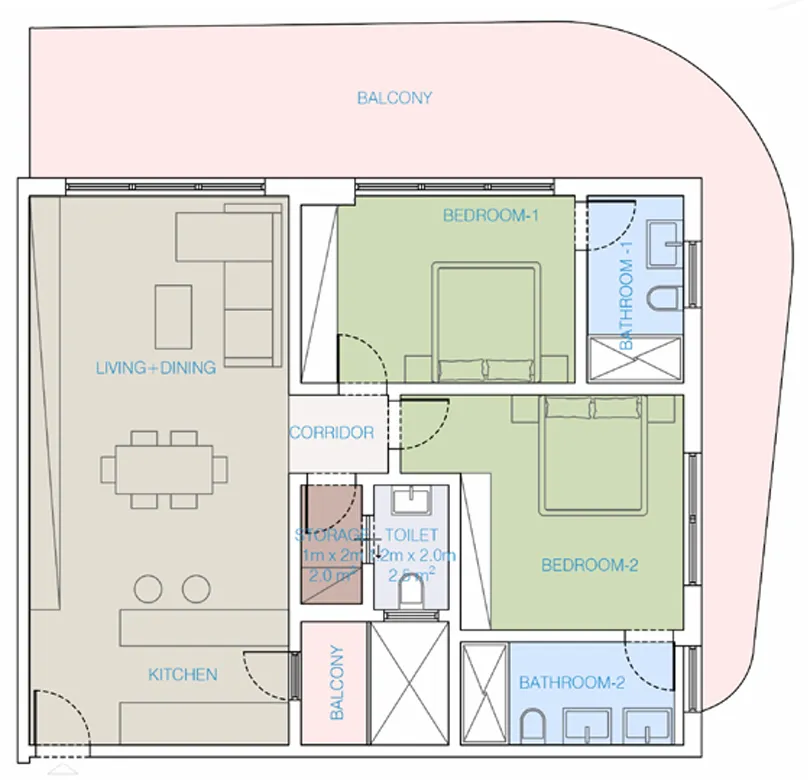 2 bedroom layout