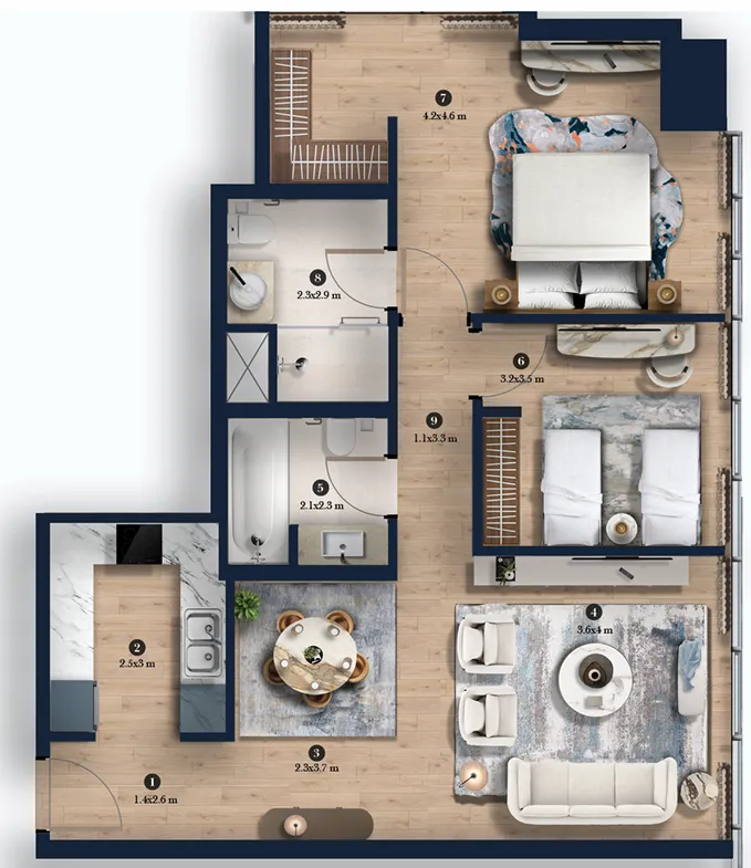 2 bedroom layout