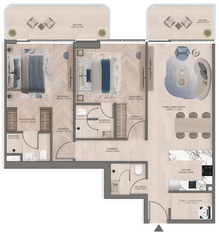 2 bedroom layout