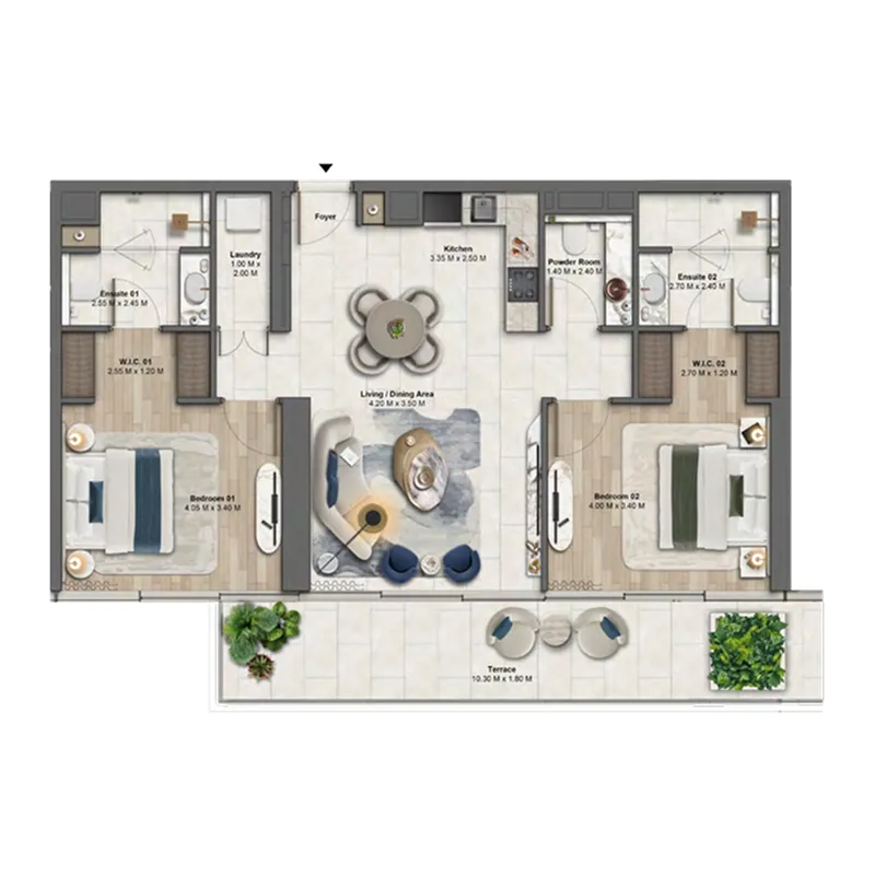 2 bedroom layout