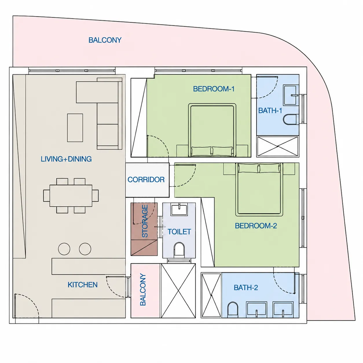 2 bedroom layout