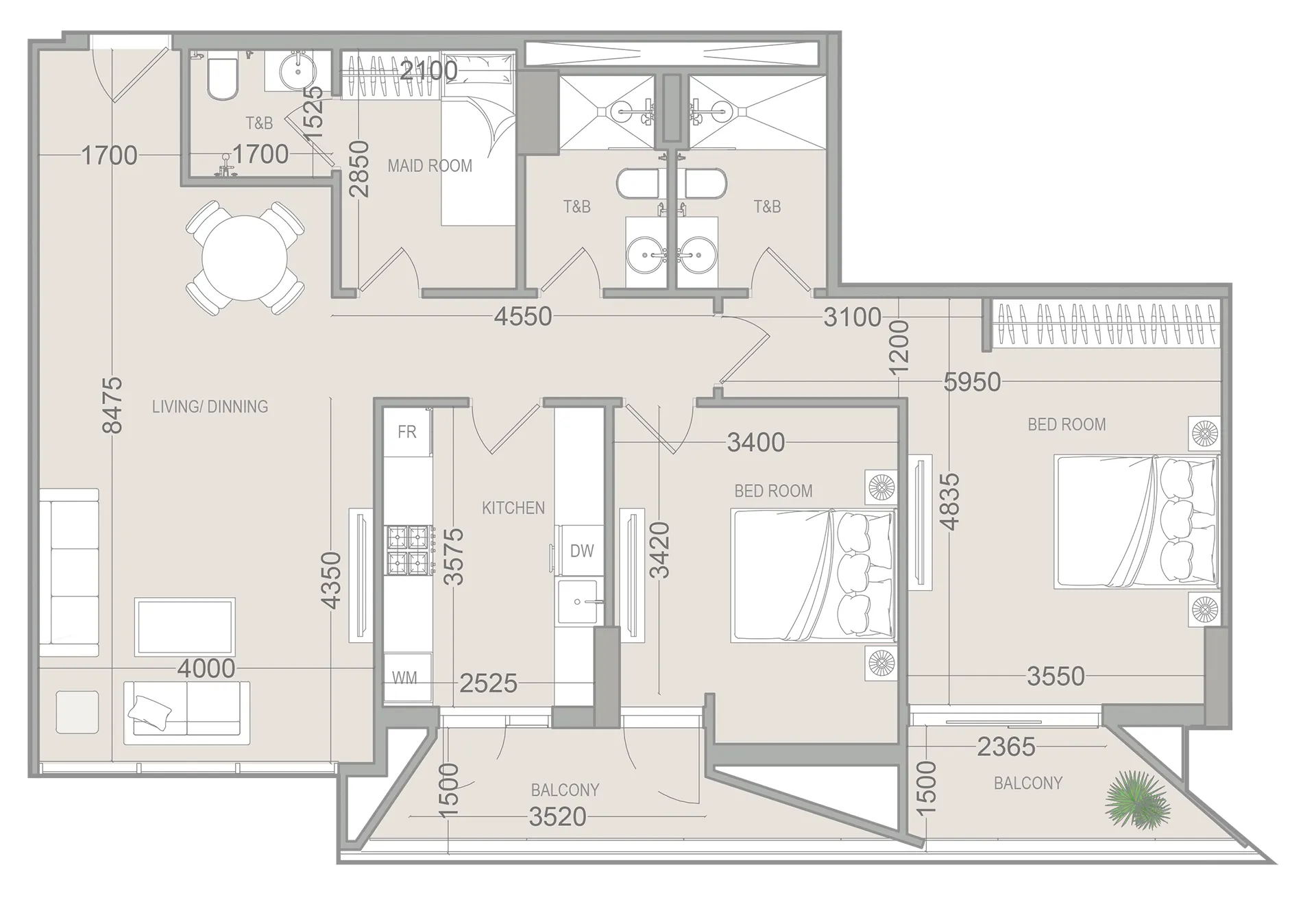 2 bedroom layout
