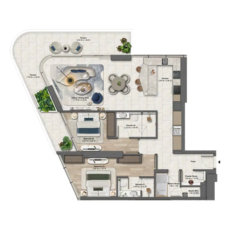 2 bedroom layout
