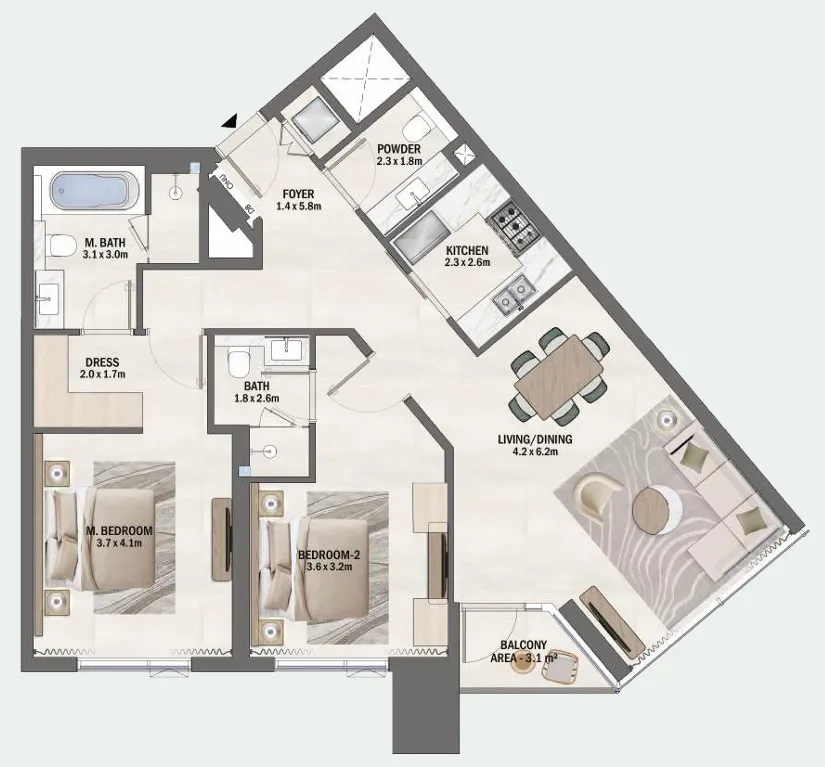 2 bedroom layout