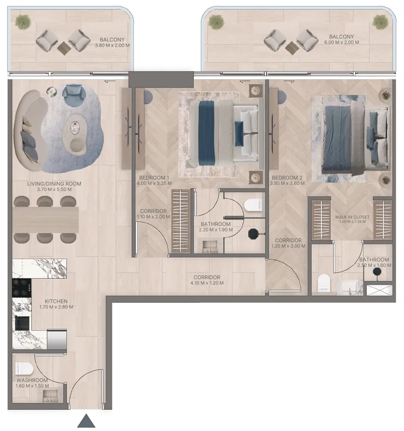 2 bedroom layout