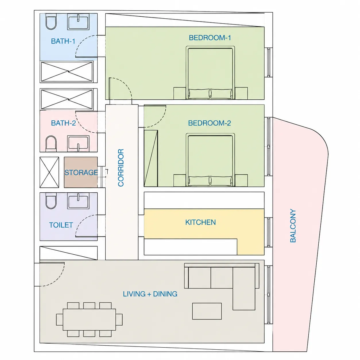 2 bedroom layout