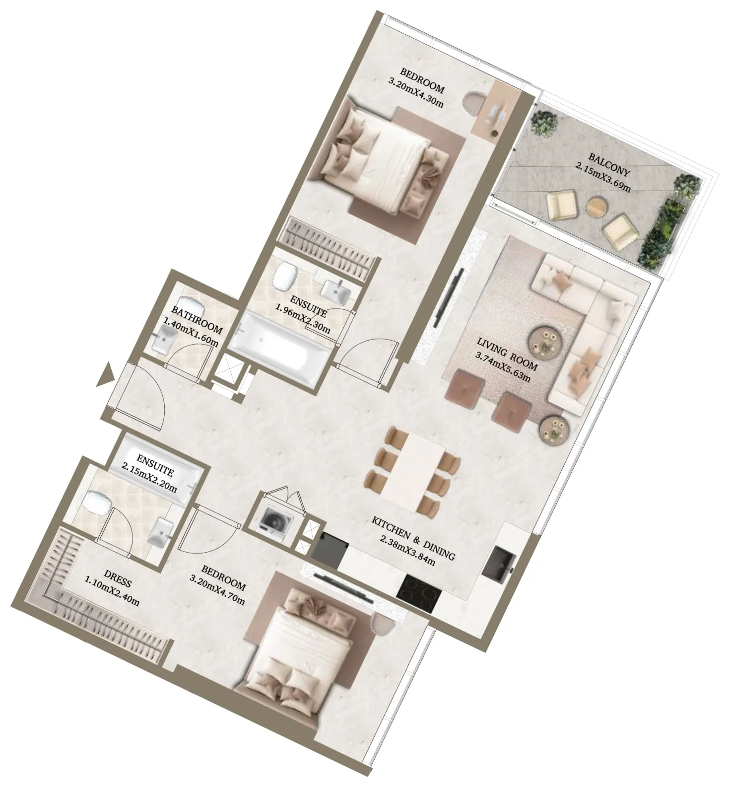 2 bedroom layout