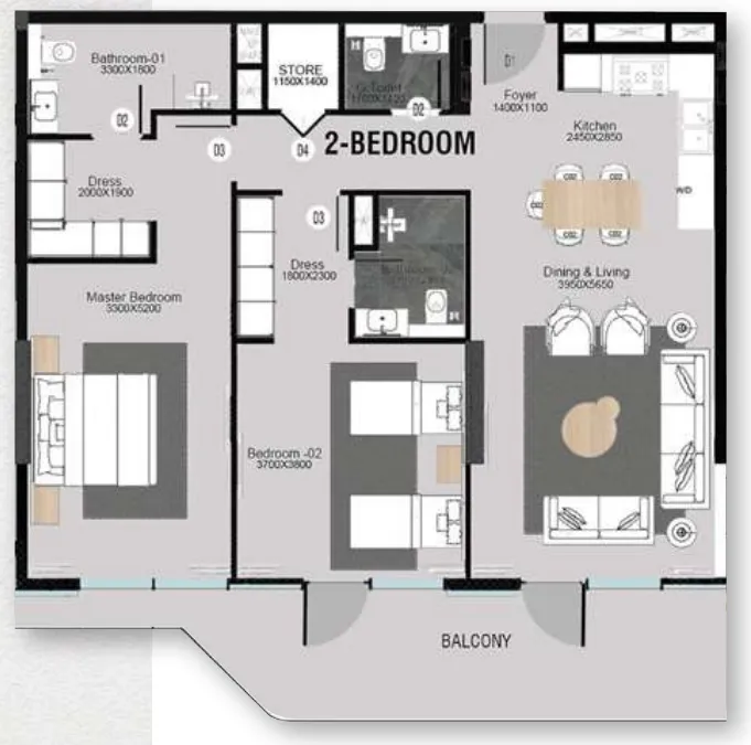 2 bedroom layout
