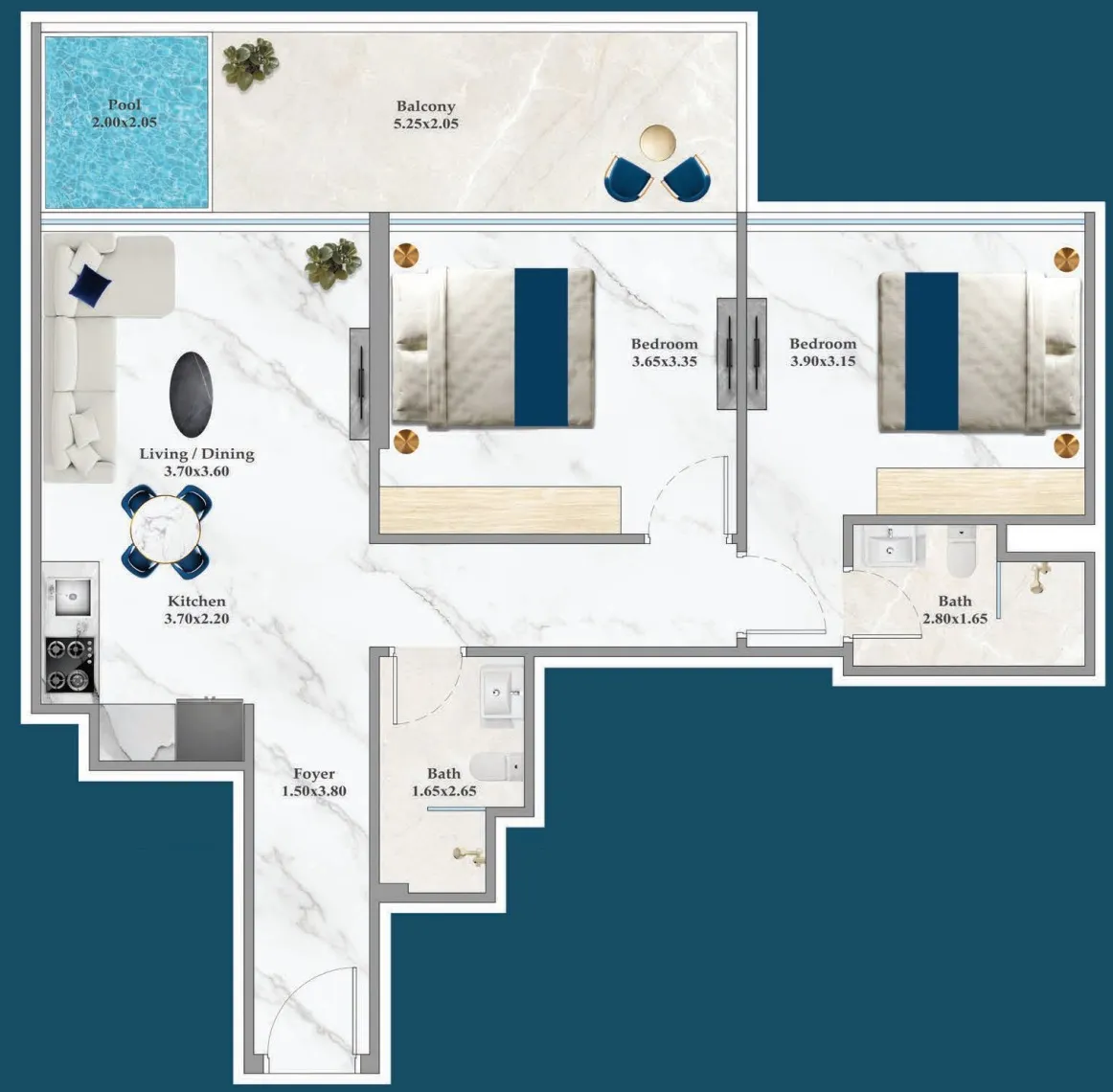 2 bedroom layout