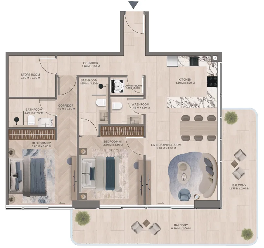 2 bedroom layout