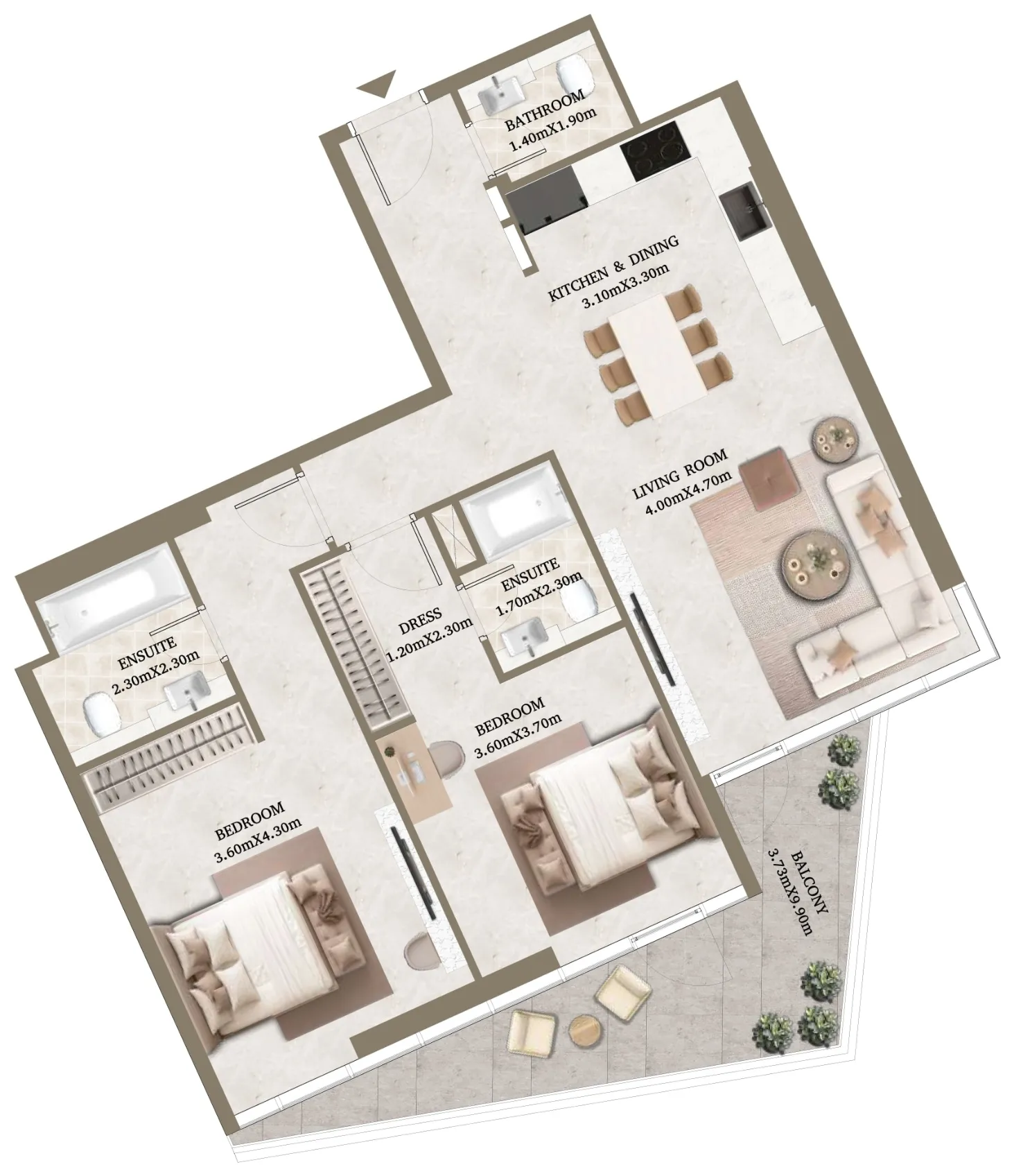 2 bedroom layout