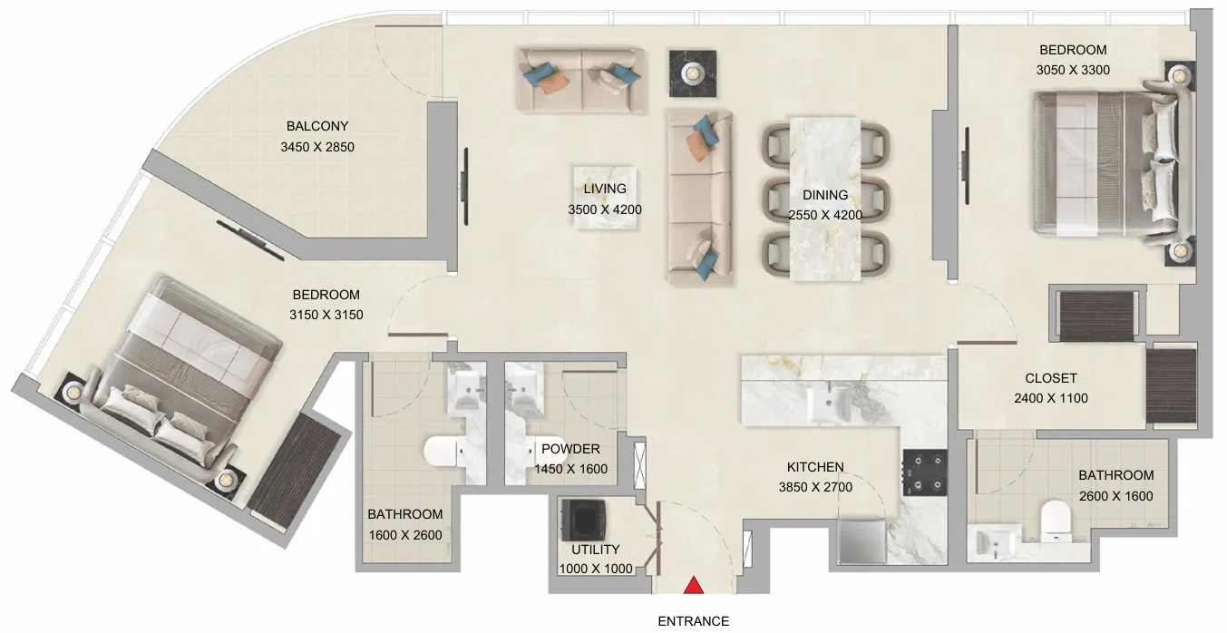 2 bedroom layout