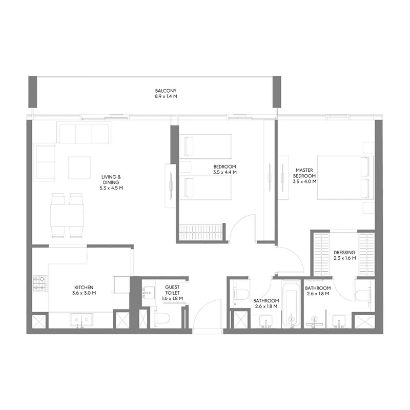 2 bedroom layout