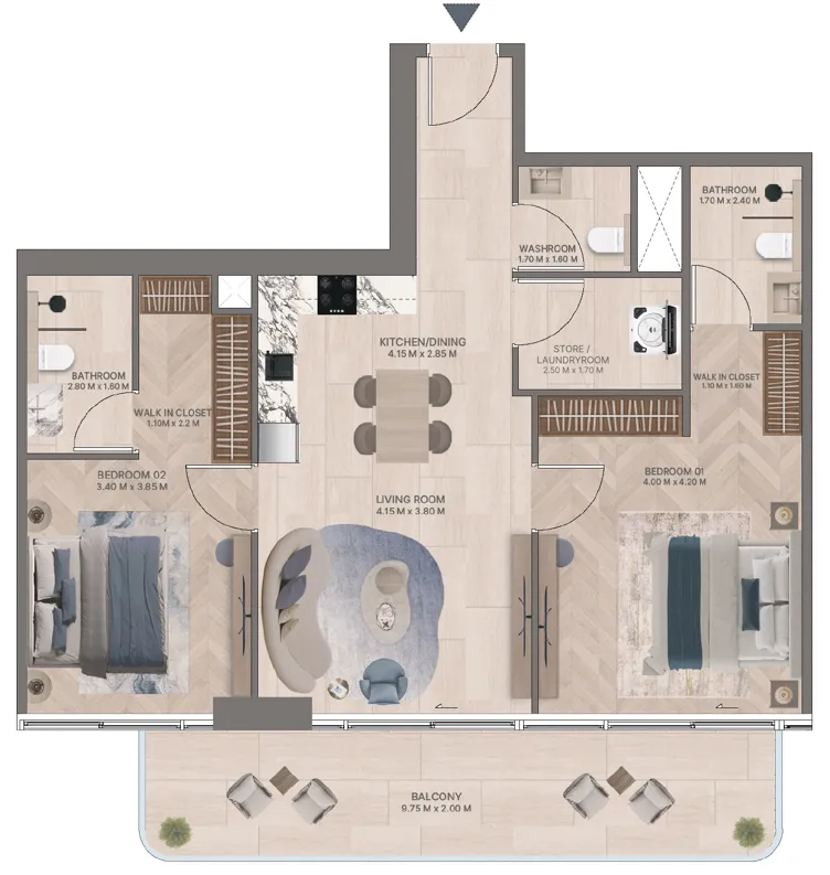 2 bedroom layout