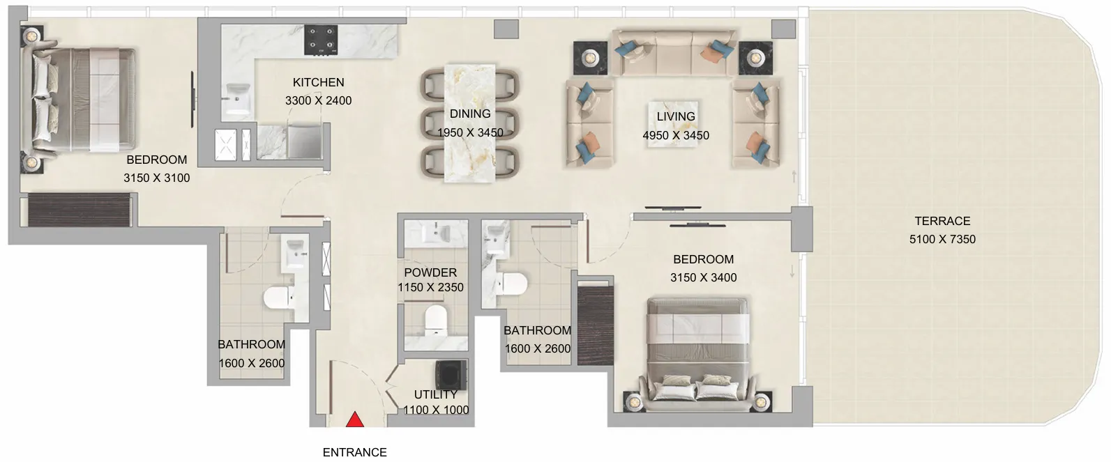 2 bedroom layout