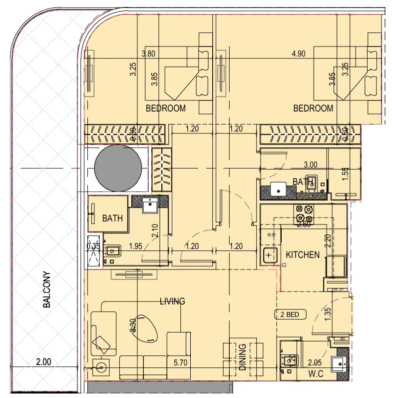 2 bedroom layout