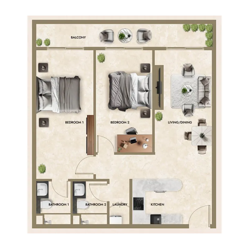 2 bedroom layout