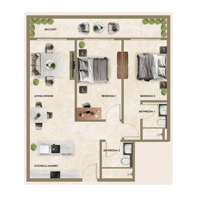 2 bedroom layout