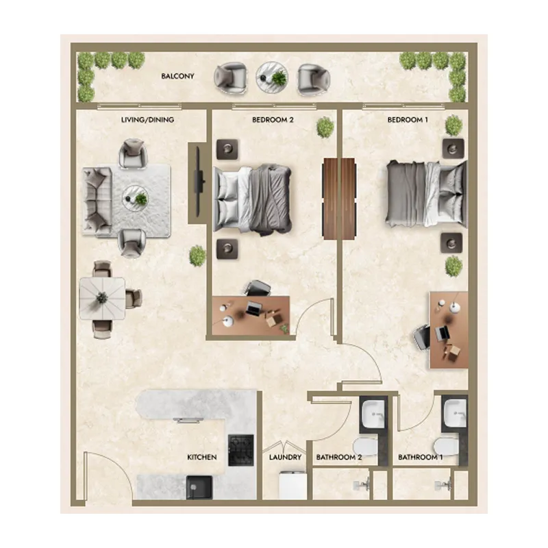 2 bedroom layout