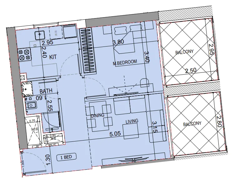 1 bedroom layout