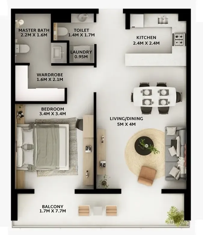 1 bedroom layout