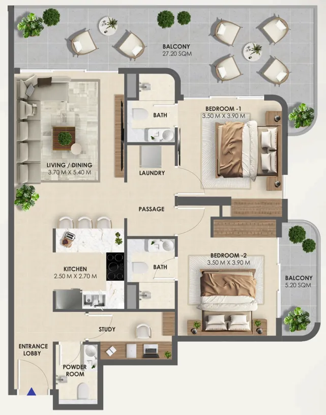 2 bedroom layout