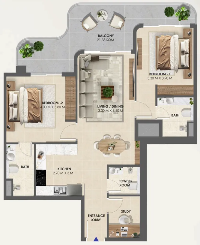 2 bedroom layout