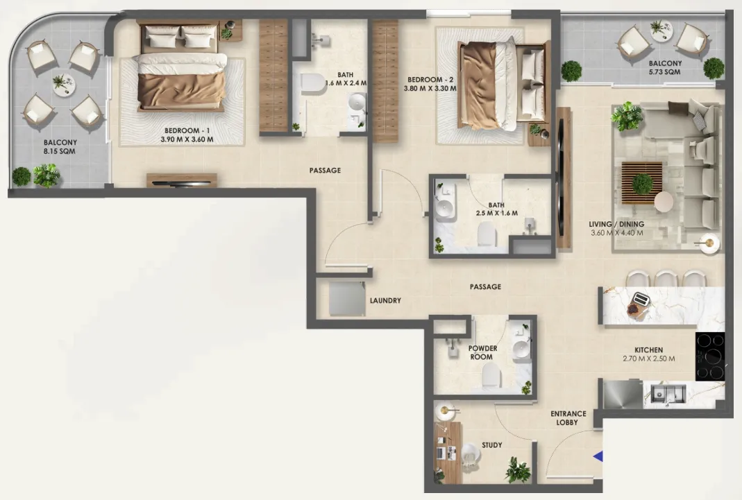 2 bedroom layout