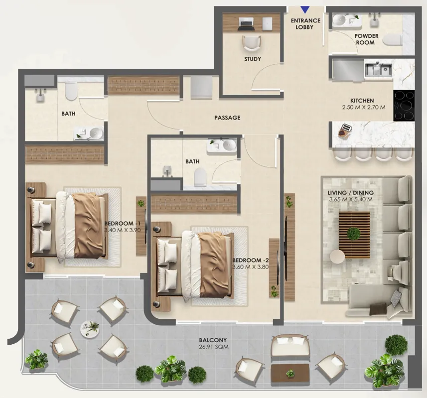 2 bedroom layout