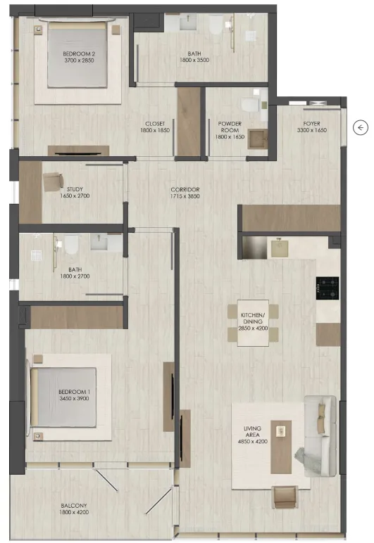 2 bedroom layout