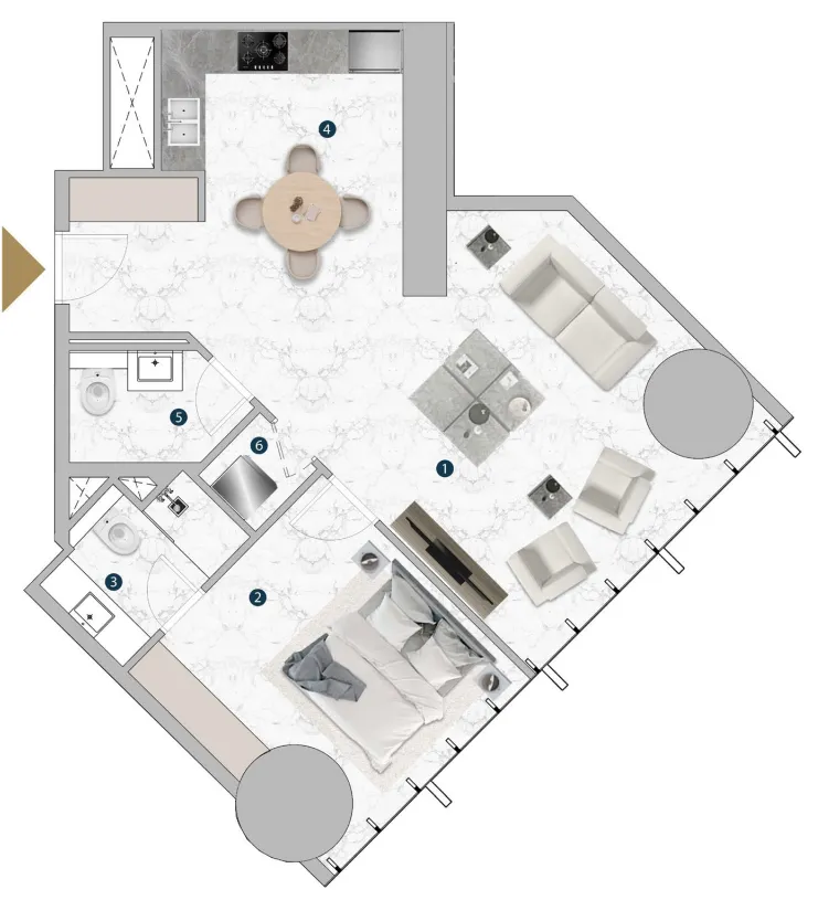 1 bedroom layout