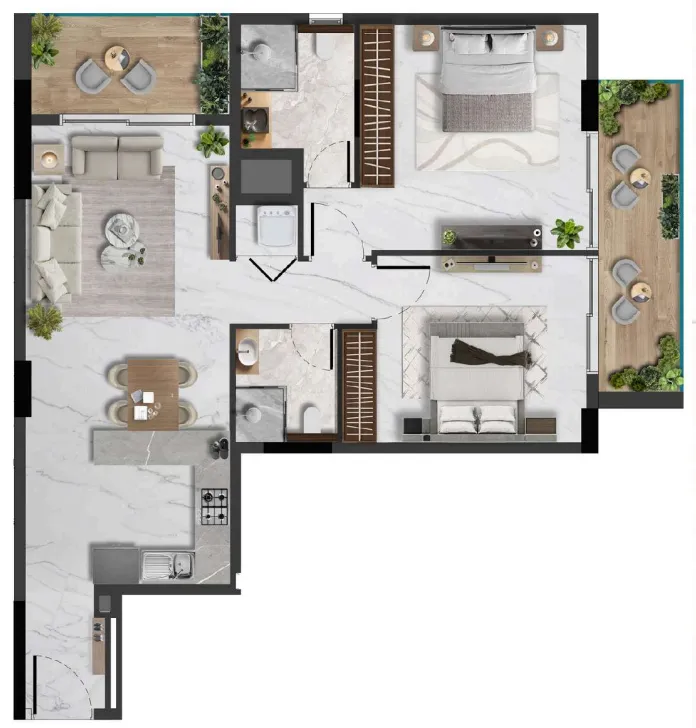 2 bedroom layout